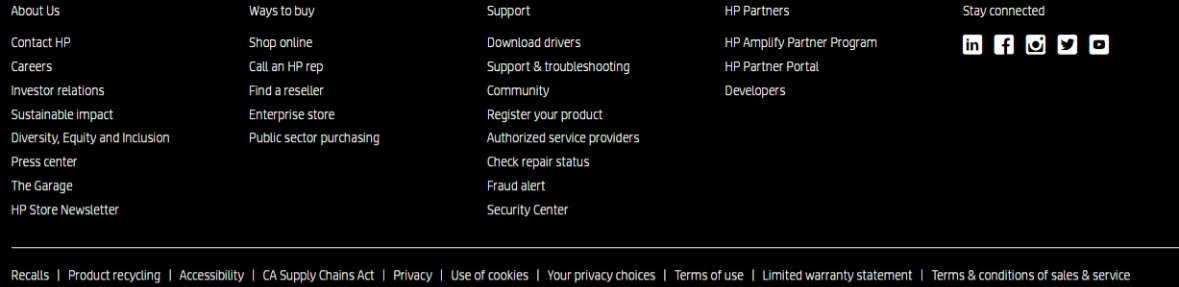 HP Footer